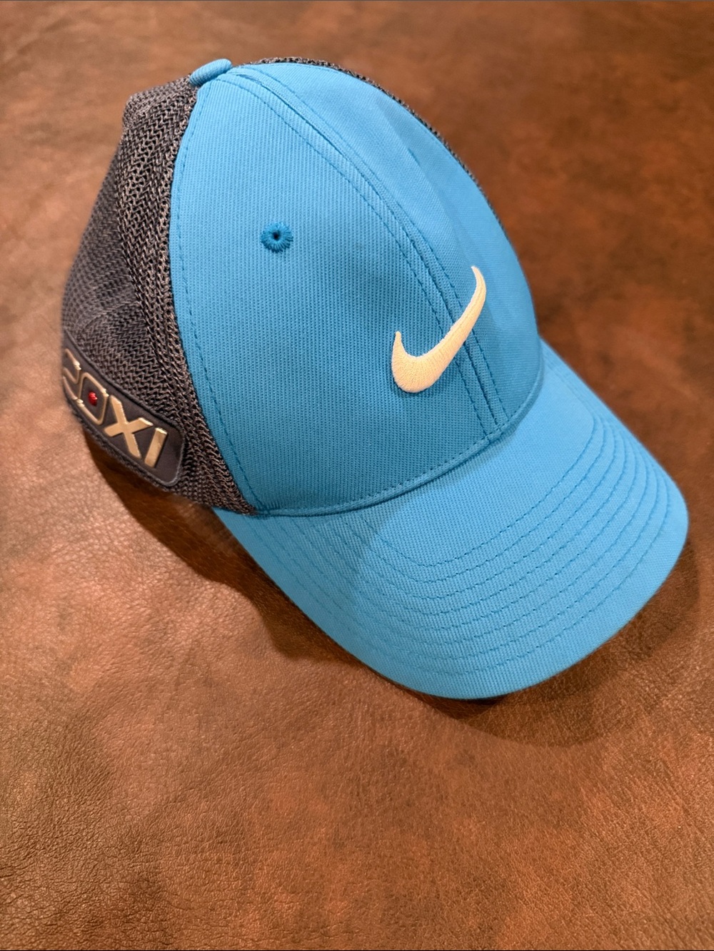 Nike Youth Bright Blue and Gray Mesh Baseball Cap with White Swoosh